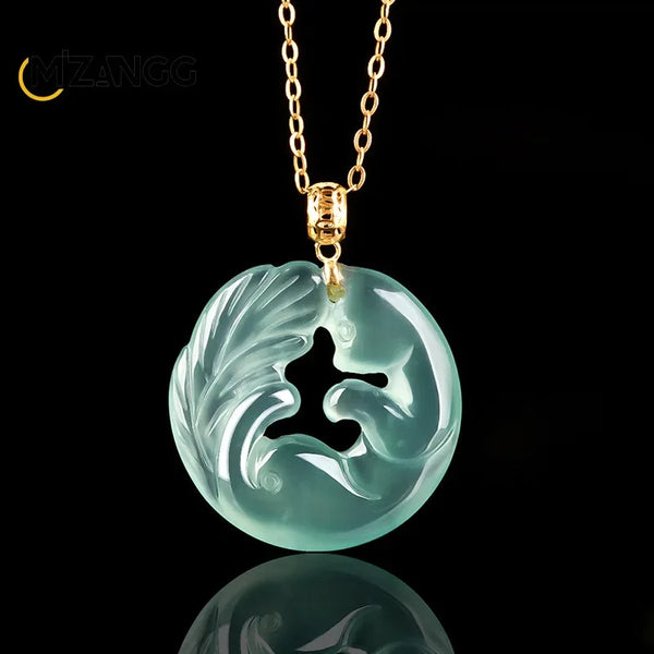 Green Jadeite Fox Pendant-ToShay.org