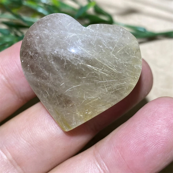 Gold Hair Rutile Quartz Heart-ToShay.org