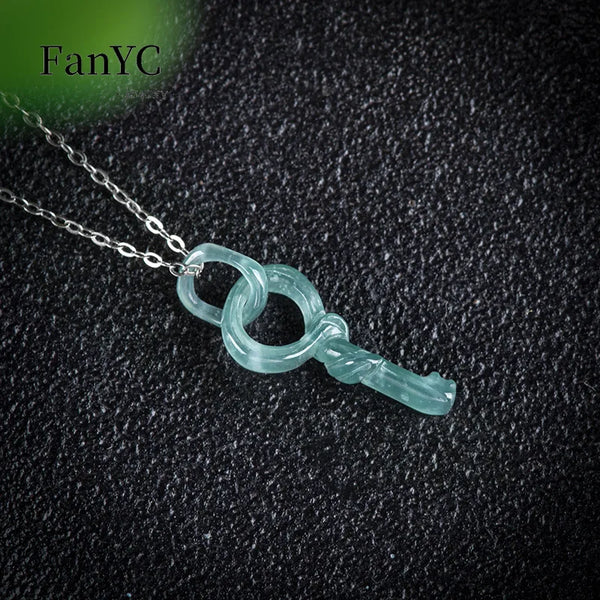 Blue Jadeite Key Pendant-ToShay.org
