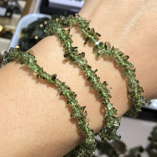 Green Moldavite Chip Beads-ToShay.org