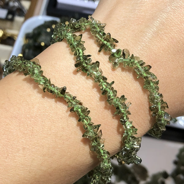 Green Moldavite Chip Beads-ToShay.org