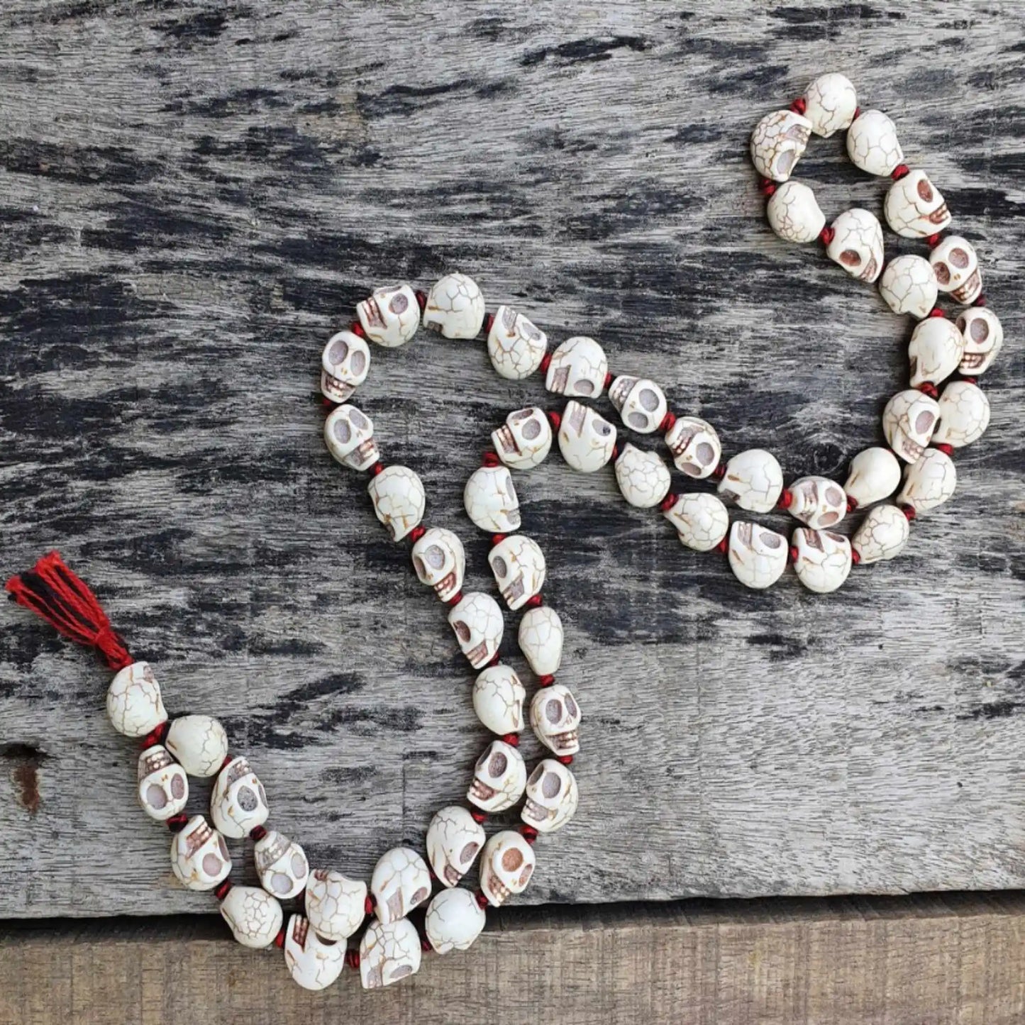 White Howlite Skull Bead Mala-ToShay.org
