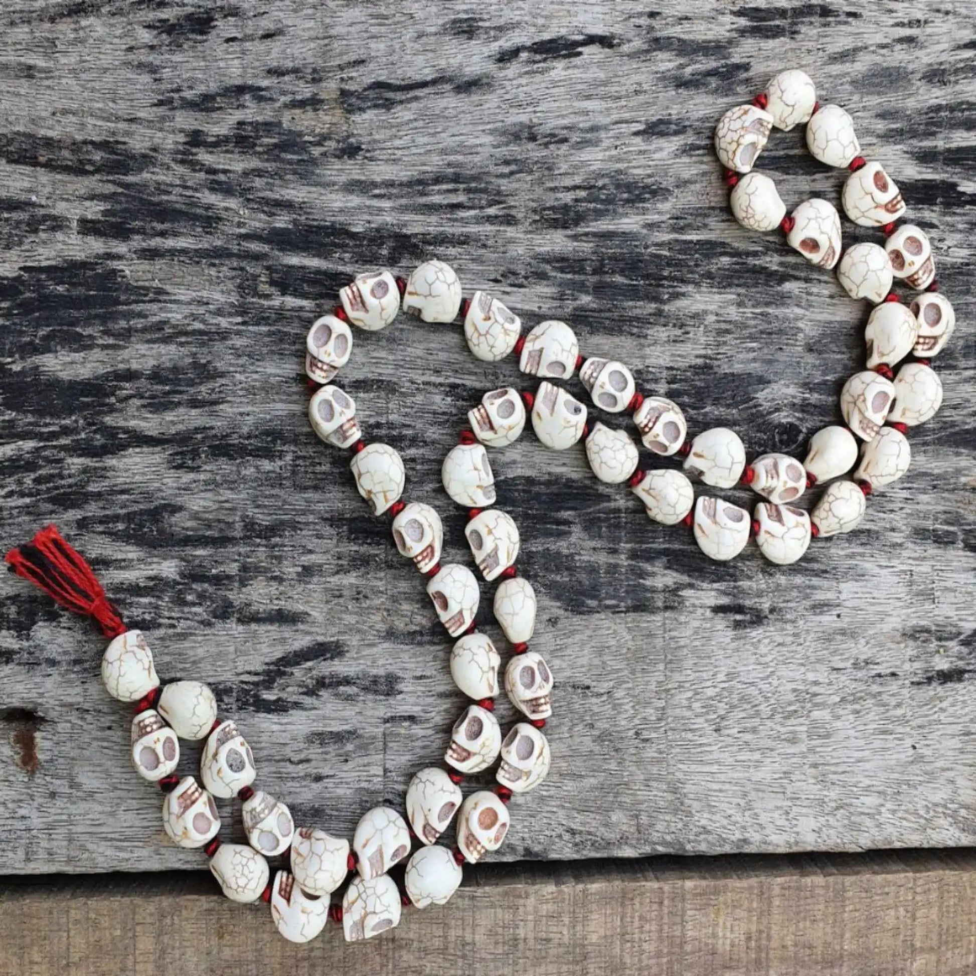 White Howlite Skull Bead Mala-ToShay.org