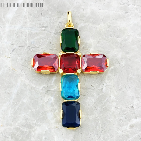 Gold Gemstone Cross Pendant-ToShay.org