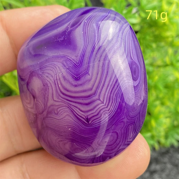 Purple Silk Agate Palm Stone-ToShay.org