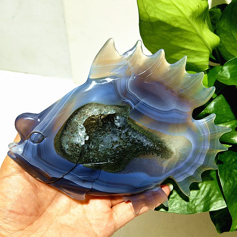 Grey Agate Druzy Fish-ToShay.org