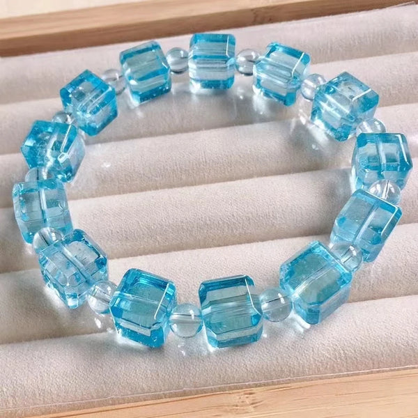 Blue Topaz Cube Bracelet-ToShay.org