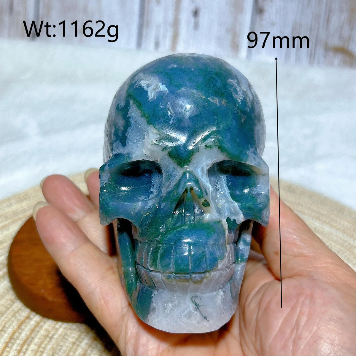 Green Moss Agate Skull-ToShay.org