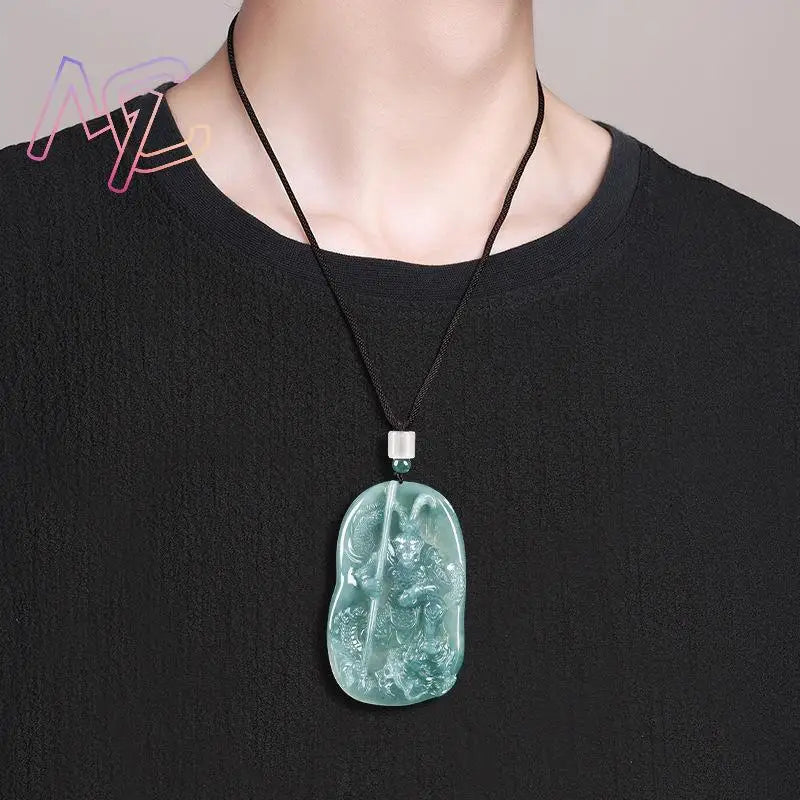 Blue Jadeite Monkey King Pendant-ToShay.org