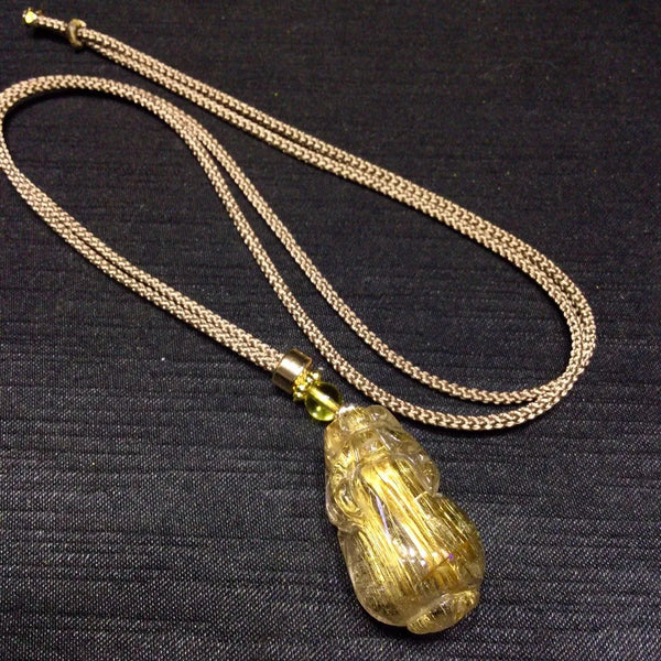 Gold Rutilated Quartz Pendant-ToShay.org