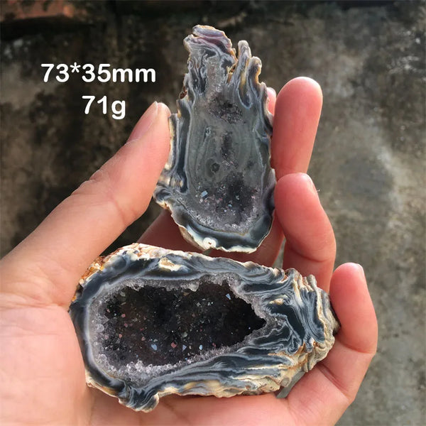 Grey Agate Geode Crystal-ToShay.org