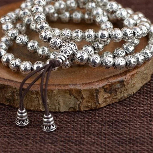 Silver Six Words Mala Beads-ToShay.org