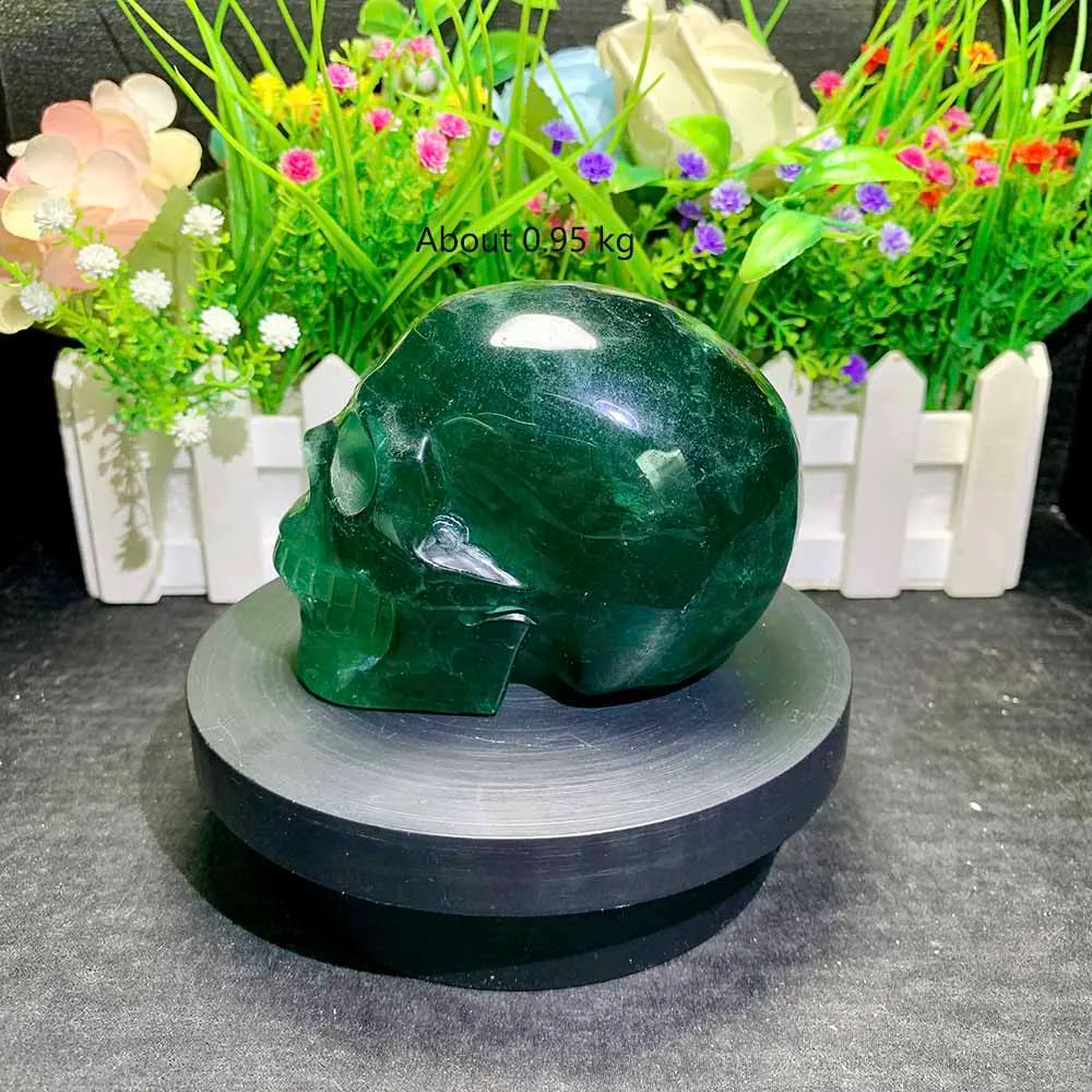 1PC Natural Green Fluorite Skull Energy Divination Crystal Carving Meditation Healing Furniture Decoration Collection Festival-ToShay.org