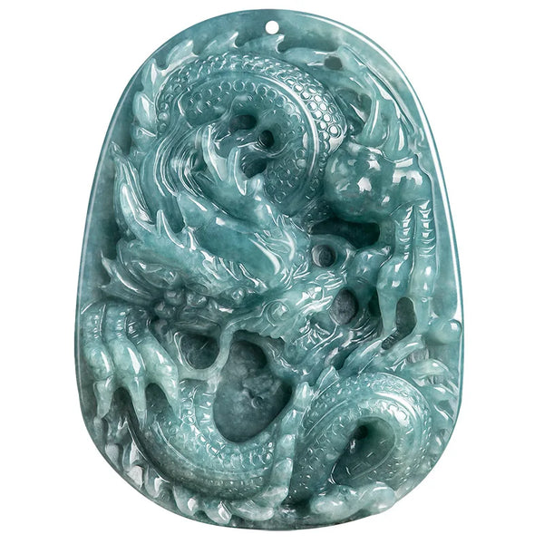Blue Jadeite Dragon Pendant-ToShay.org