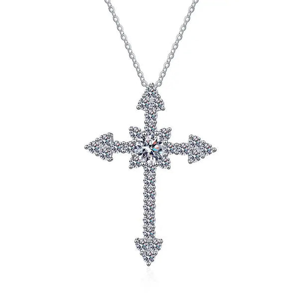 Silver Diamond Cross Pendant-ToShay.org
