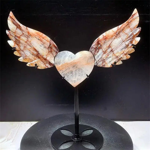 Red Fire Quartz Heart Angel Wing-ToShay.org