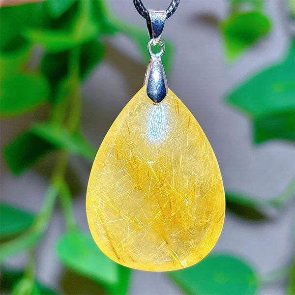 Gold Rutilated Quartz Pendant-ToShay.org