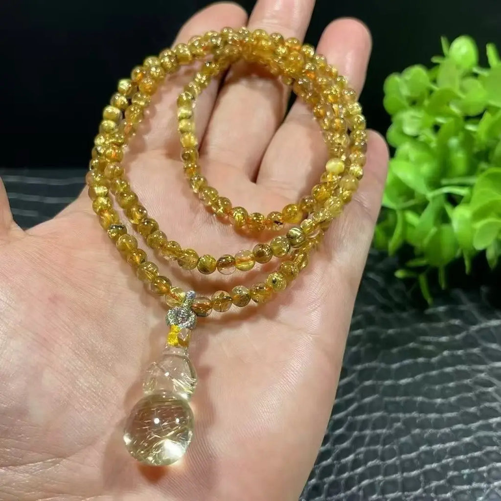 Gold Rutilated Quartz Wrap Bracelet-ToShay.org
