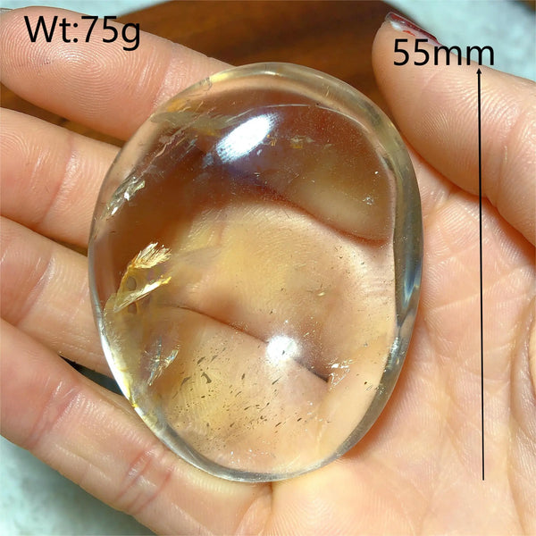 Clear Smokey Quartz Palm Stone-ToShay.org