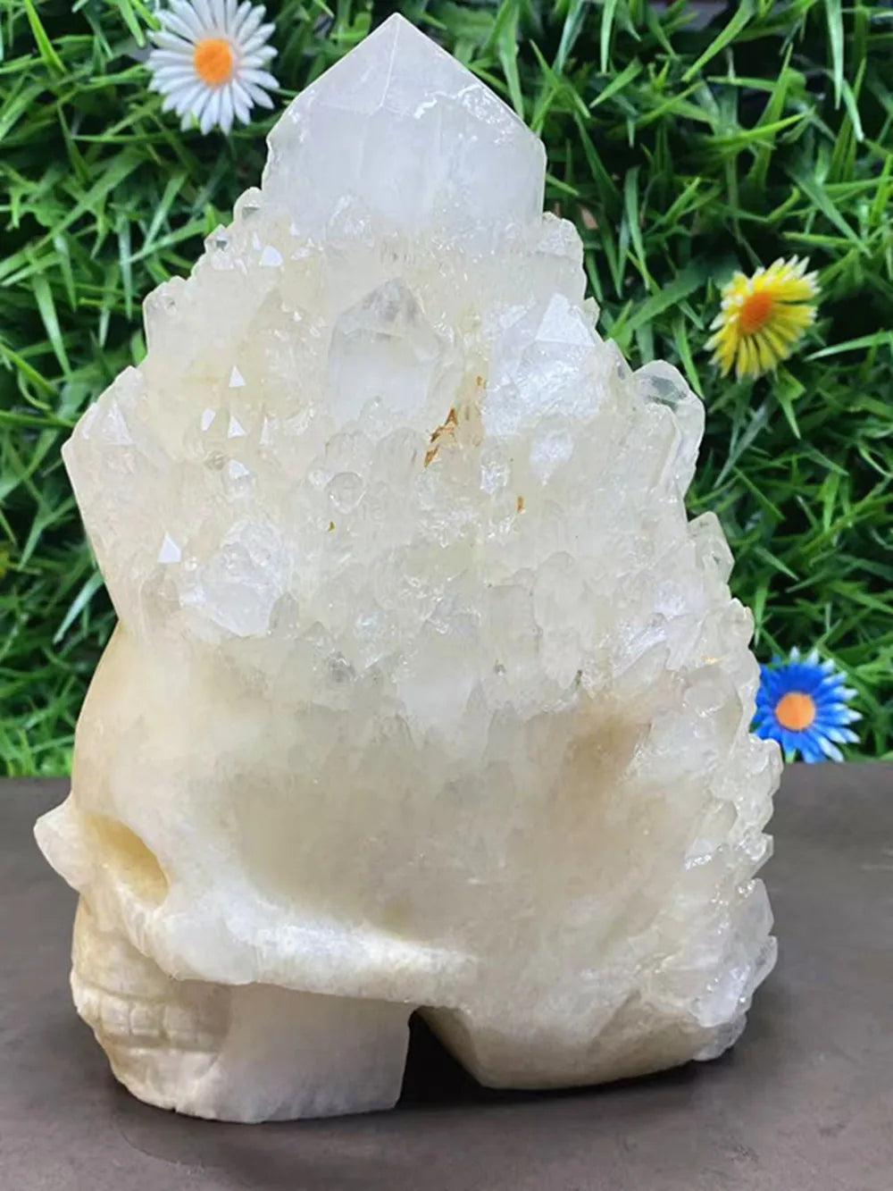 Natural quartz crystal white crystal crystal cluster hand-carved skull for home decoration as a piece of furniture-ToShay.org