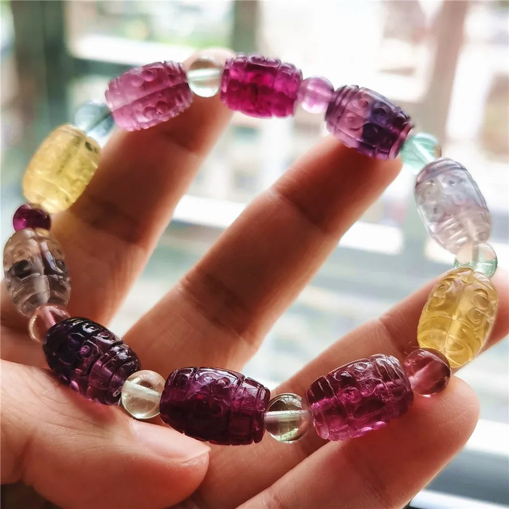 Purple Yellow Fluorite Bracelet-ToShay.org