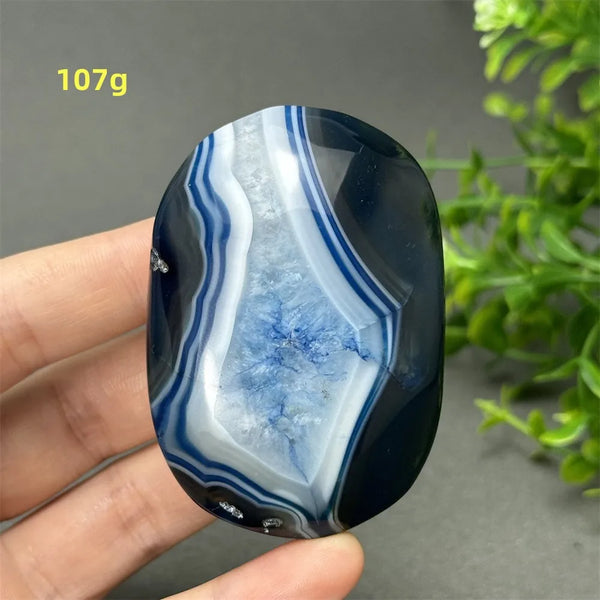 Blue Agate Palm Stone-ToShay.org