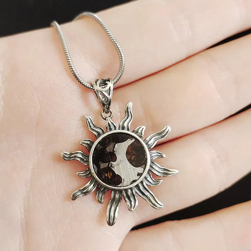 Olive Meteorite Silver Pendant-ToShay.org