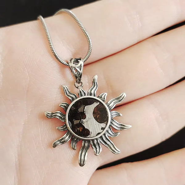 Olive Meteorite Silver Pendant-ToShay.org