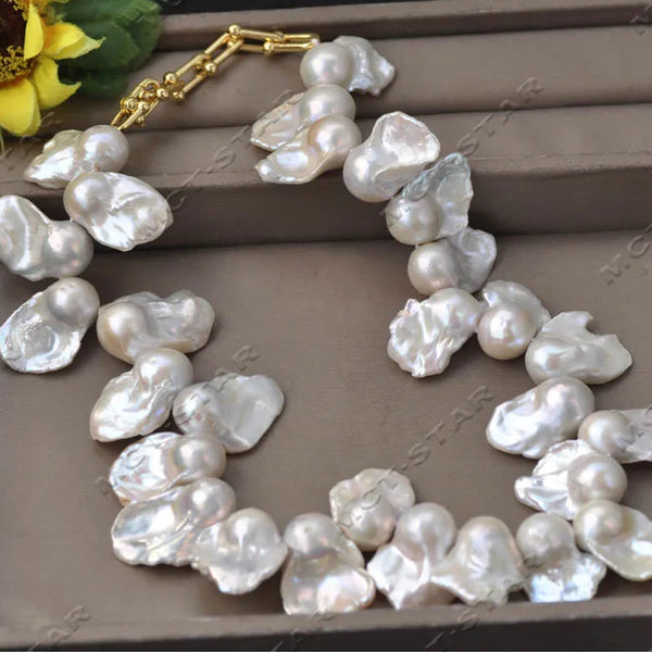 White Pearl Baroque Necklace-ToShay.org