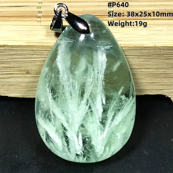Green Feather Fluorite Pendant-ToShay.org