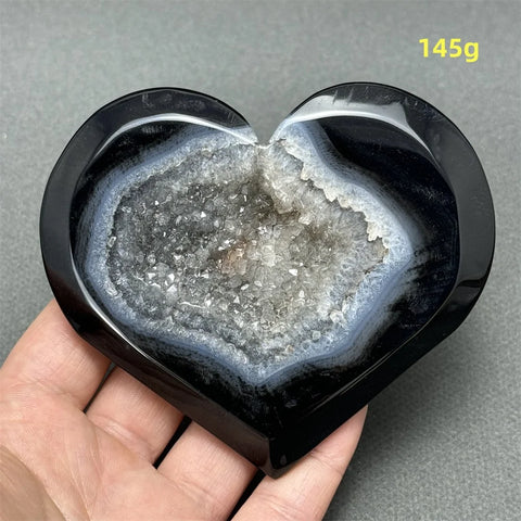 Black Agate Geode Heart-ToShay.org