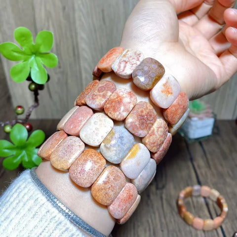 Orange Coral Jade Bracelets-ToShay.org