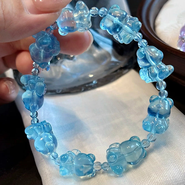 Blue Aquamarine Bear Bracelet-ToShay.org