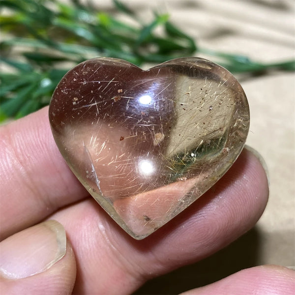 Gold Hair Rutile Quartz Heart-ToShay.org