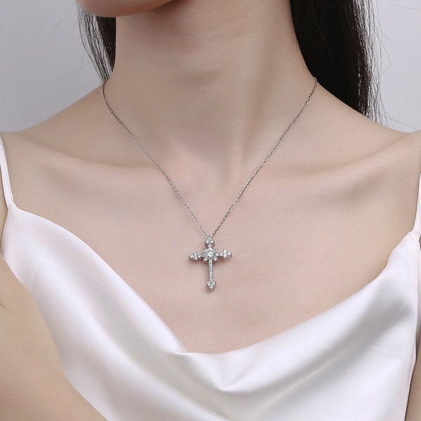 Silver Diamond Cross Pendant-ToShay.org