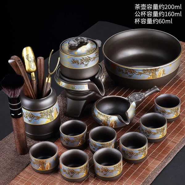 Black Ceramic Rotation Tea Sets-ToShay.org