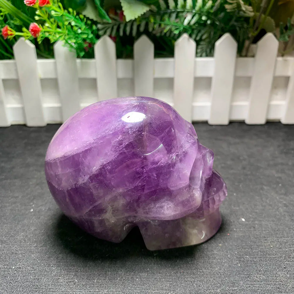 Natural Crystal Amethyst Skull Carved Statue Energy Stone Figurine Powerful Witchcraft Healing Reiki Home Decor Collection Gift-ToShay.org