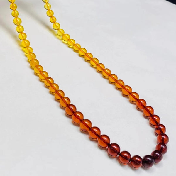 Rainbow Red Amber Bead Necklace-ToShay.org