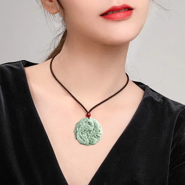 Green Jade Phoenix Pendant-ToShay.org