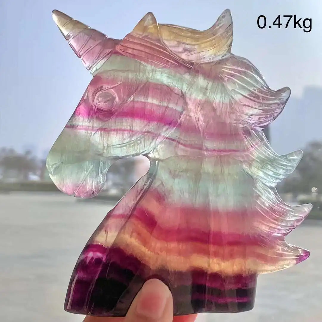 Rainbow Fluorite Unicorn Head-ToShay.org
