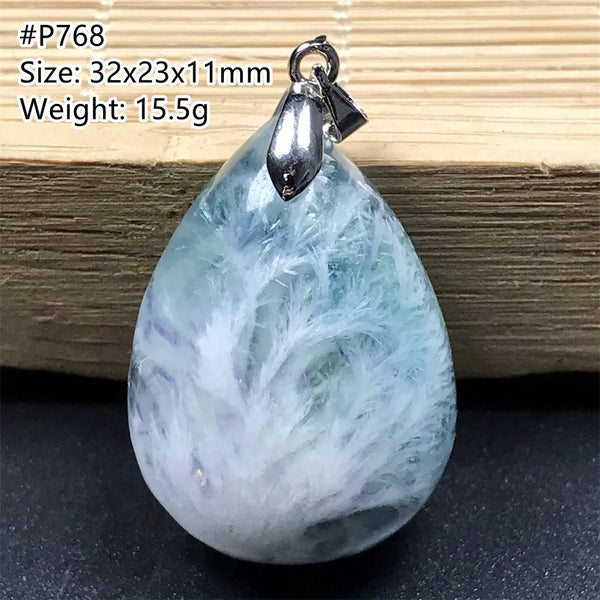 Green Feather Fluorite Pendant-ToShay.org