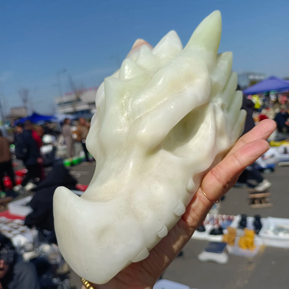 White Jade Dragon Head-ToShay.org