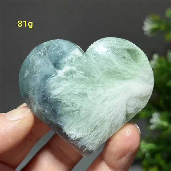 Green Feather Fluorite Heart-ToShay.org