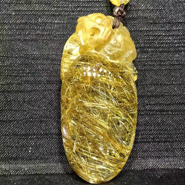 Gold Rutilated Quartz Pendant-ToShay.org