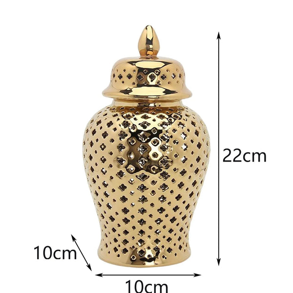 Gold Pierced Ceramic Vase-ToShay.org