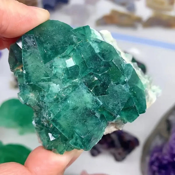 Green Fluorite Crystal Cluster-ToShay.org