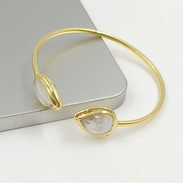 White Shell Cuff Bracelet-ToShay.org