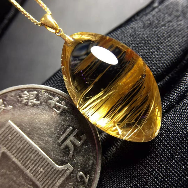 Gold Rutilated Quartz Pendant-ToShay.org