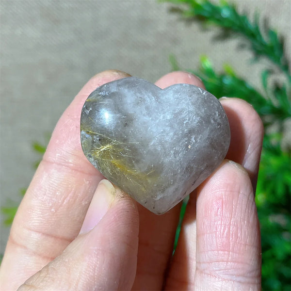 Gold Hair Rutile Quartz Heart-ToShay.org