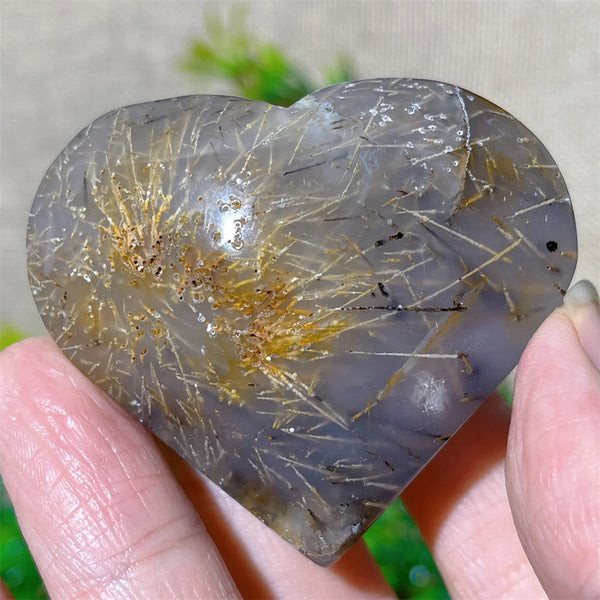 Yellow Hair Agate Heart-ToShay.org
